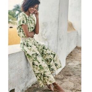 J.Jill Linen Palm Leaf Wide Leg Culottes Pants